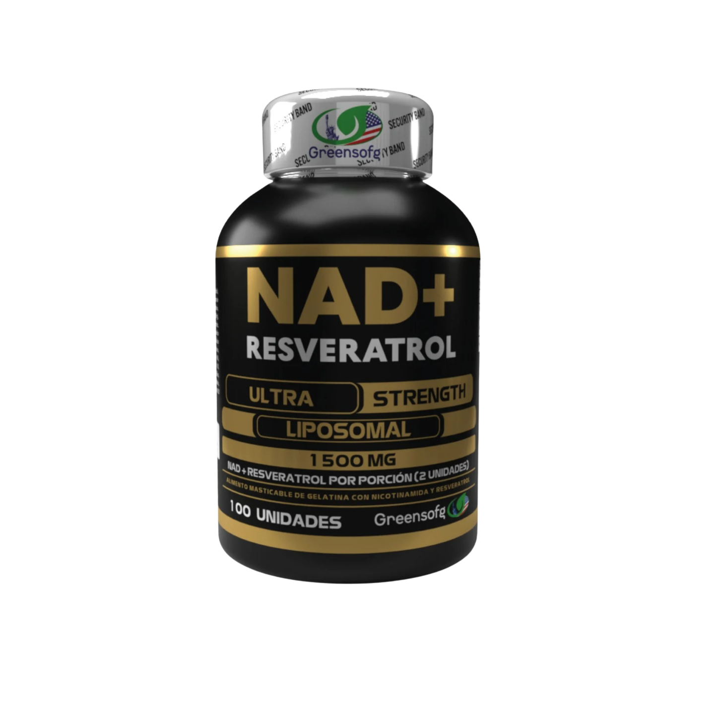 NAD+ Resveratrol Liposomal 1500mg (Americano) – Fórmula Ultra Strength, Energía Celular y Longevidad Avanzada