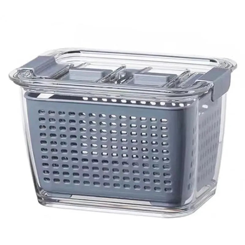 Canasta Conservadora Compacta 3 en 1 (1.7 L) – Lavado, Drenaje y Frescura para Frutas y Vegetales