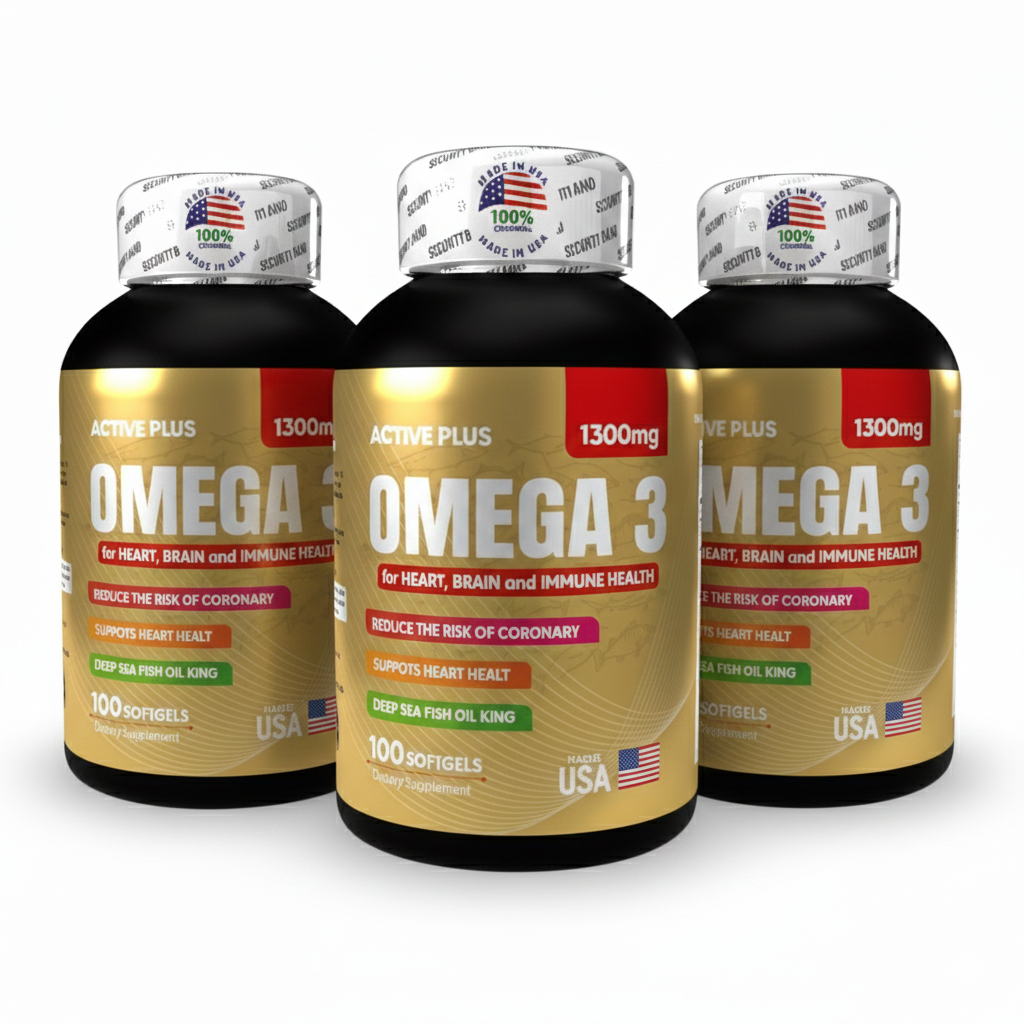 PACK AHORRO X3 Omega 3 ACTIVE PLUS Americano (300 Cápsulas) – Máxima Absorción, Salud Cardiovascular, Cerebral y Vitaminas B