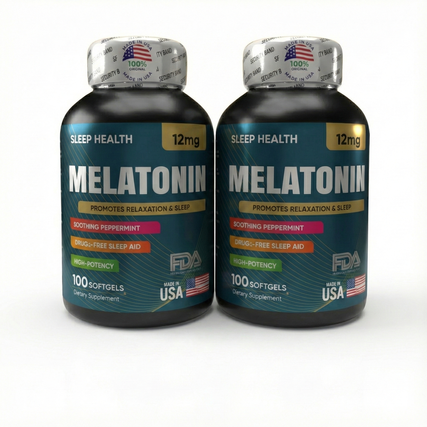 COMBO X2 Melatonina Americana 12mg (200 Softgels) – Doble Dosis, Sueño Profundo, Relajación Natural y Antiestrés