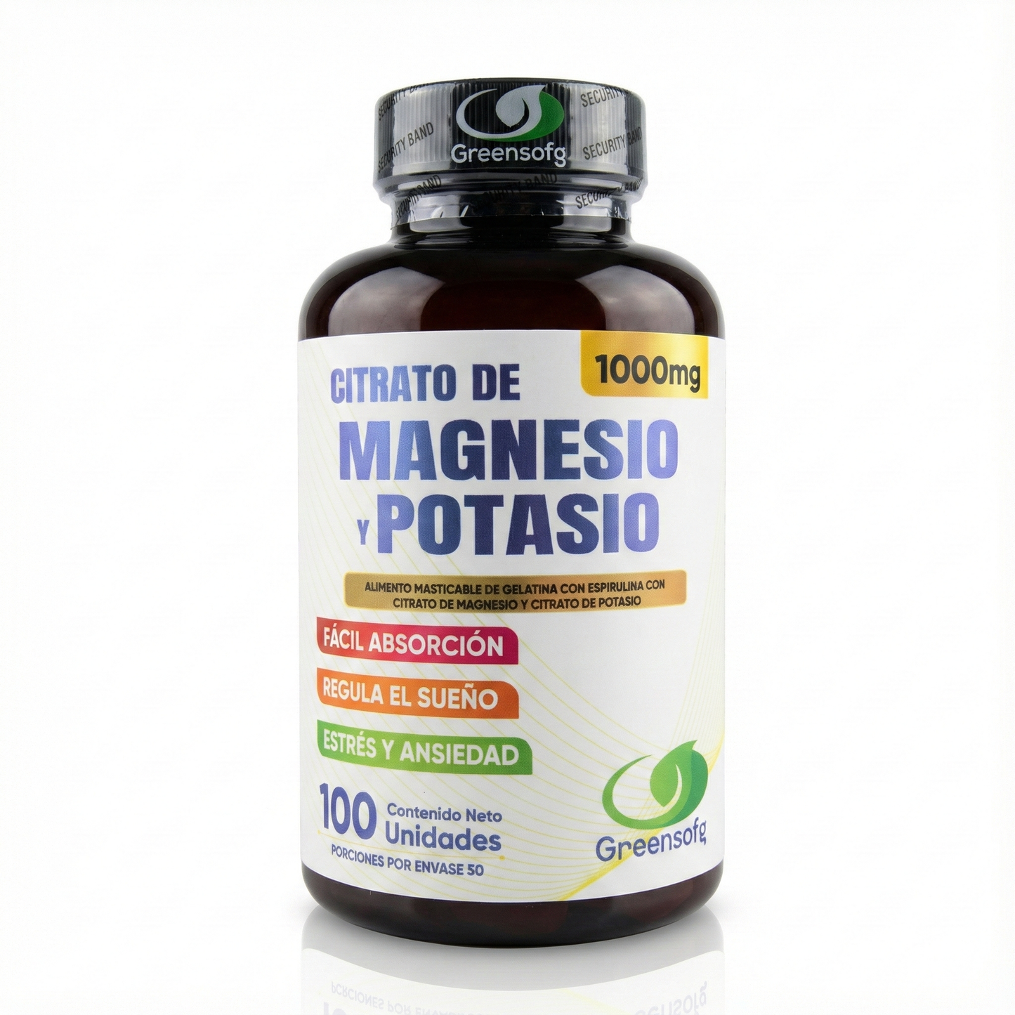Citrato de Magnesio y Potasio Greensofg (x100 Cápsulas) – Máxima Absorción, Sueño, Energía y Anti-Calambres INVIMA