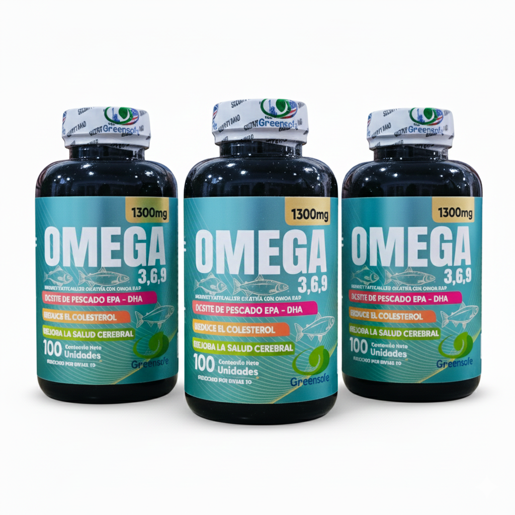 PACK AHORRO X3 Omega 3, 6, 9 Greensofg (300 Cápsulas) – Tratamiento Completo Cardiovascular, Cerebral y Antienvejecimiento