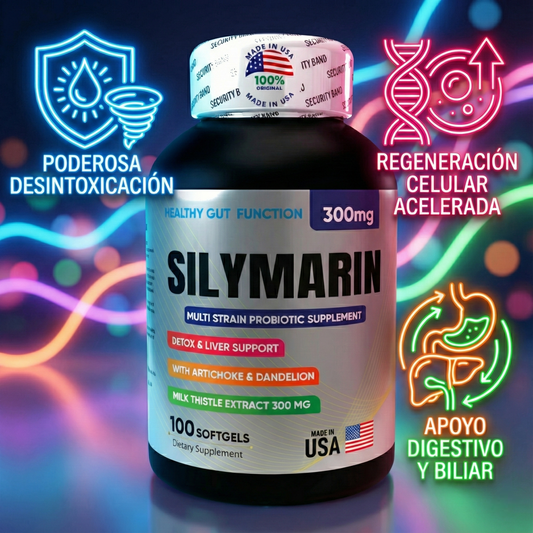 Silimarina Americano Extracto de Cardo Mariano (x100 Softgels) – Protección Hepática, Desintoxicación y Regeneración Celular