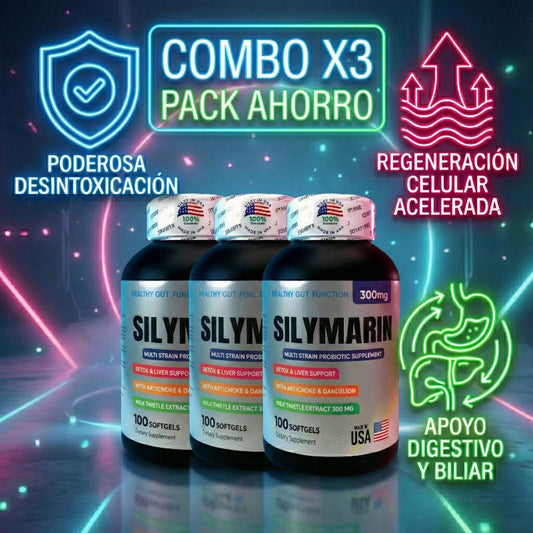 PACK AHORRO X3 Silimarina Americana (300 Softgels) – Tratamiento Completo para Protección, Regeneración Hepática y Hígado Graso