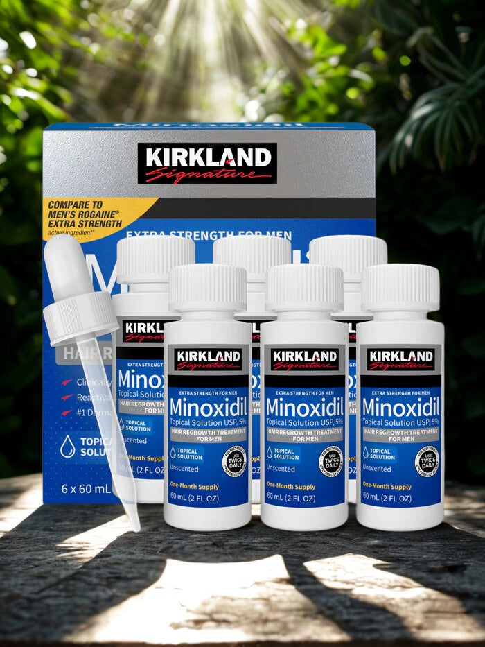 Minoxidil Kirkland 5% (Original) - Tratamiento Anticaída Clínicamente Probado para Hombres y Mujeres