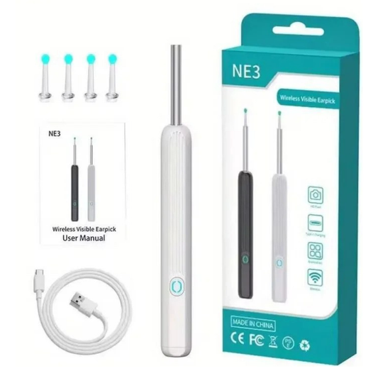 Limpiador de Oídos Inteligente con Cámara HD y WiFi - Endoscopio Auditivo 5MP Visión 360° y Multiusos