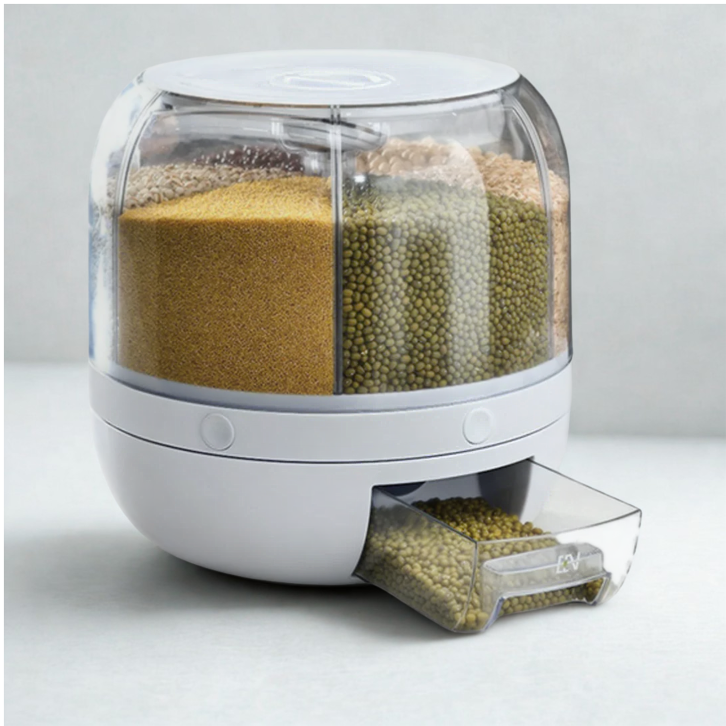 Dispensador y Organizador de Granos 6 en 1 Giratorio 360° (8L) - Contenedor Hermético para Arroz, Cereales y Pasta