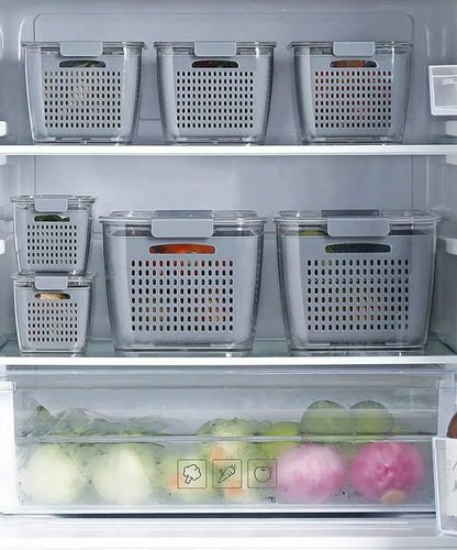 Canasta Conservadora Compacta 3 en 1 (1.7 L) – Lavado, Drenaje y Frescura para Frutas y Vegetales