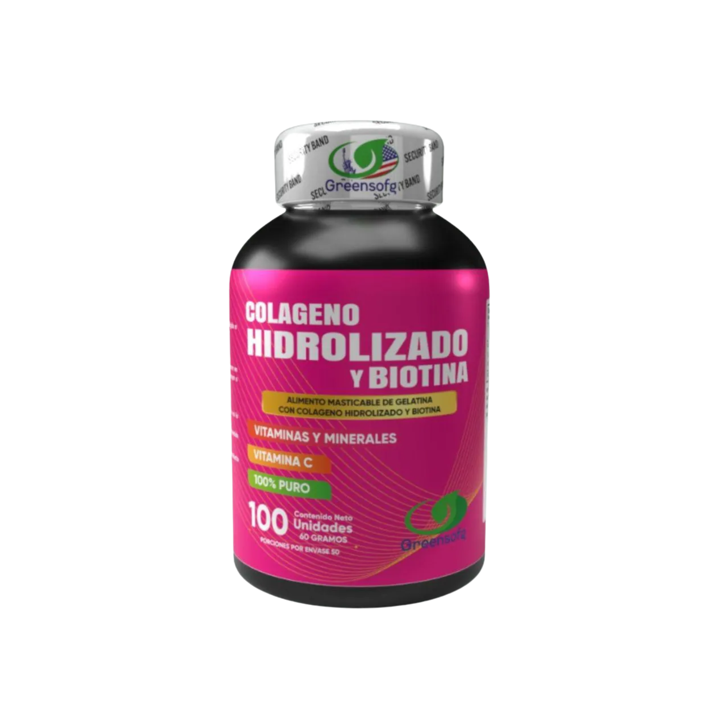 Colágeno Hidrolizado + Biotina + Vitamina C GreenSofg x100 Cápsulas (Americano)  – Piel Firme, Cabello Anticaída y Uñas Fuertes ¡Doble Poder Antiedad!