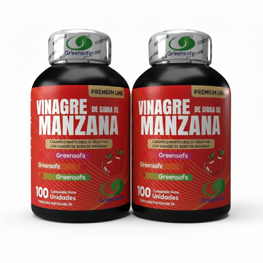 COMBO X2 Vinagre de Manzana Masticable GreenSofg (200 Softgels) – Doble Suministro para Control de Peso, Detox y Digestión Ligera