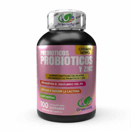 Probiótico Vaginal + Zinc Greensofg (x100 Softgels) – Equilibrio de Flora Íntima, Prevención de Infecciones y Refuerzo Inmunológico