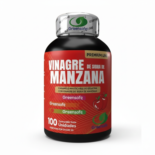 Vinagre de Manzana GreenSofg (x100 Masticables) – Control de Peso, Detox y Digestión Ligera ¡Sin Sabor Ácido!