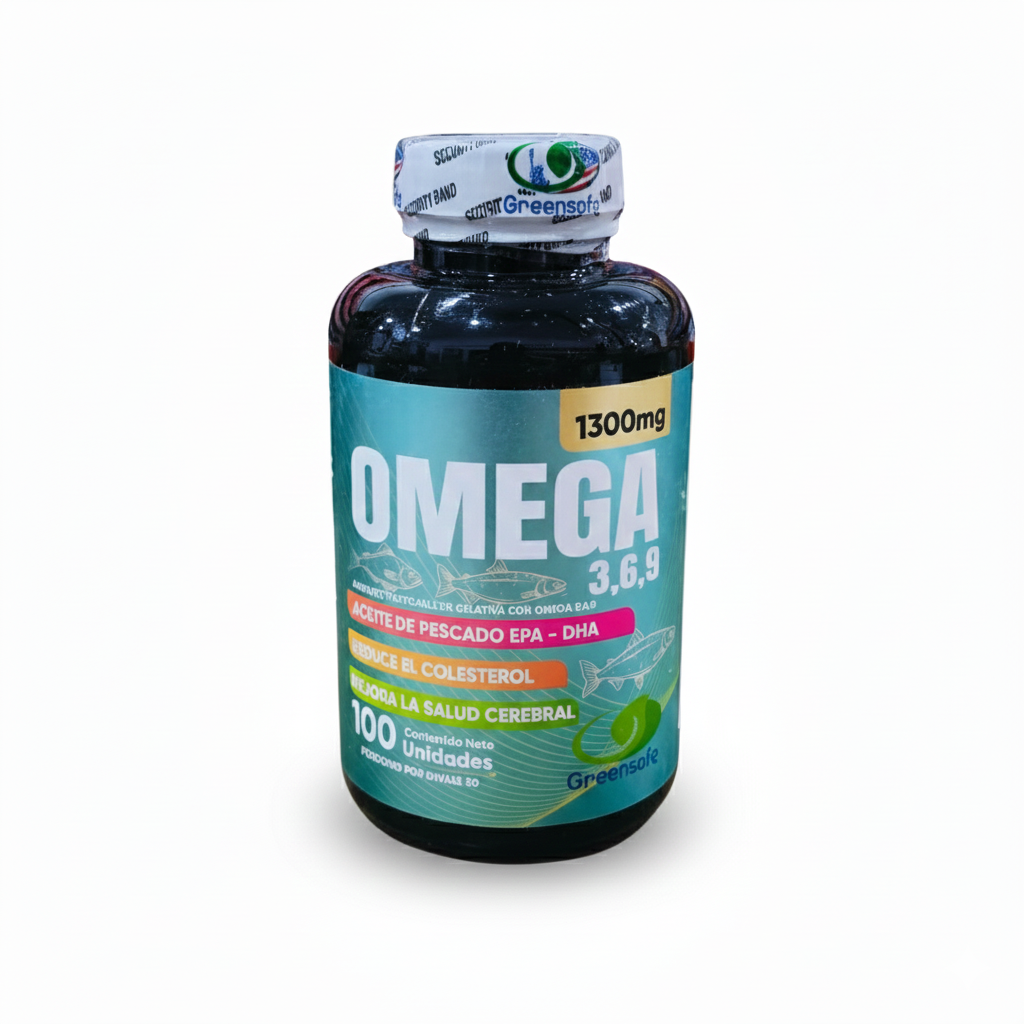 Omega 3, 6, 9 Greensofg (x100 Cápsulas) – Soporte Cardiovascular, Función Cerebral y Antiinflamatorio