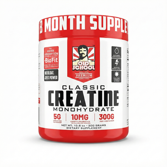Creatina Monohidratada Pura Old School Classic (300g) – Fuerza, Volumen y Absorción Máxima con Probióticos BioFit®