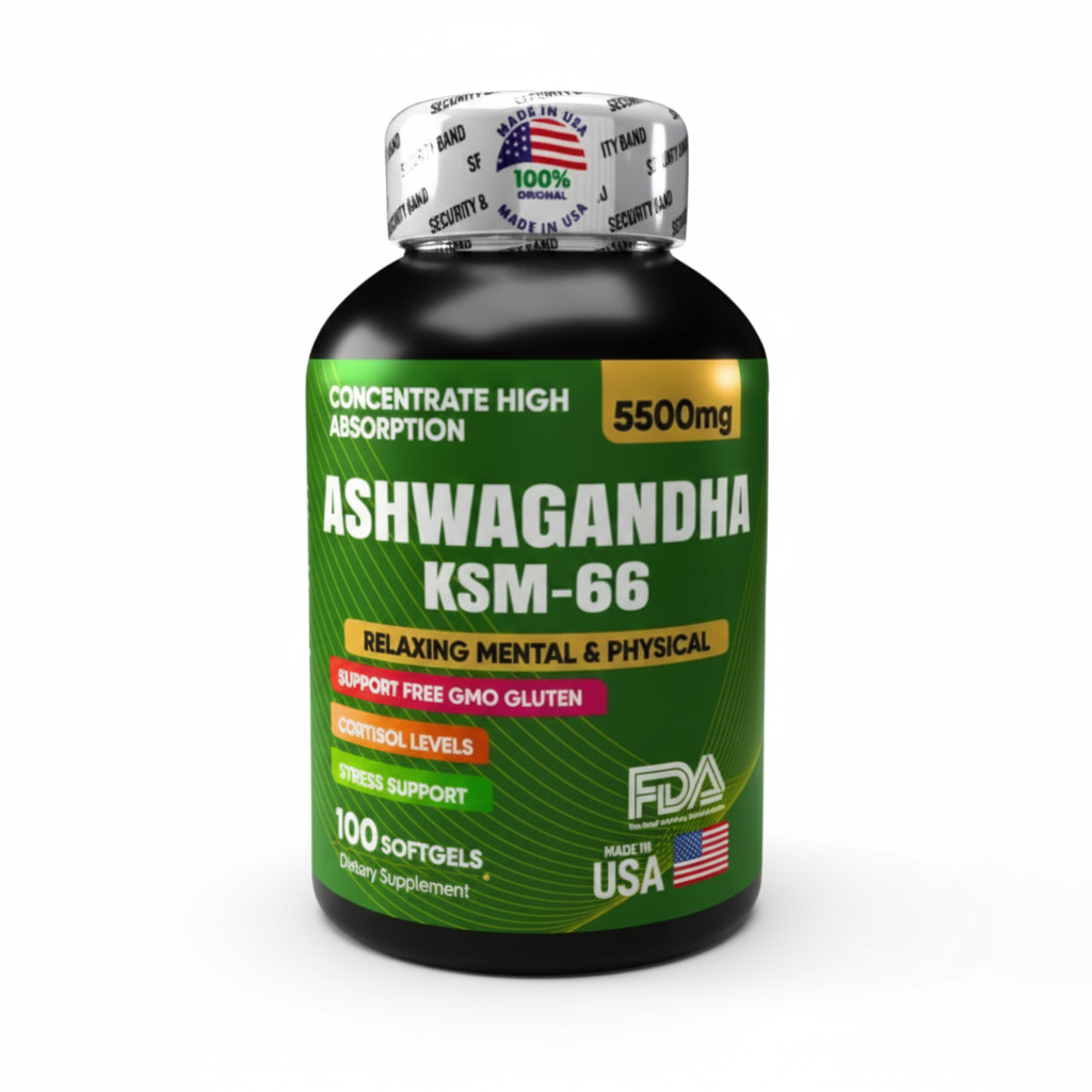 Ashwagandha KSM-66® Ultra Strength (5500 mg) – Adaptógeno Antiestrés, Reduce Cortisol y Potencia la Energía Mental