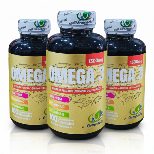 PACK AHORRO X3 Omega 3 ACTIVE PLUS Greensofg (300 Cápsulas) – Máxima Absorción, Salud Cardiovascular, Cerebral y Vitaminas B INVIMA