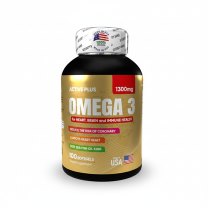 Omega 3 ACTIVE PLUS Americano (x100 Softgels) – Máxima Absorción, Salud Cardiovascular, Cerebral y Vitaminas B