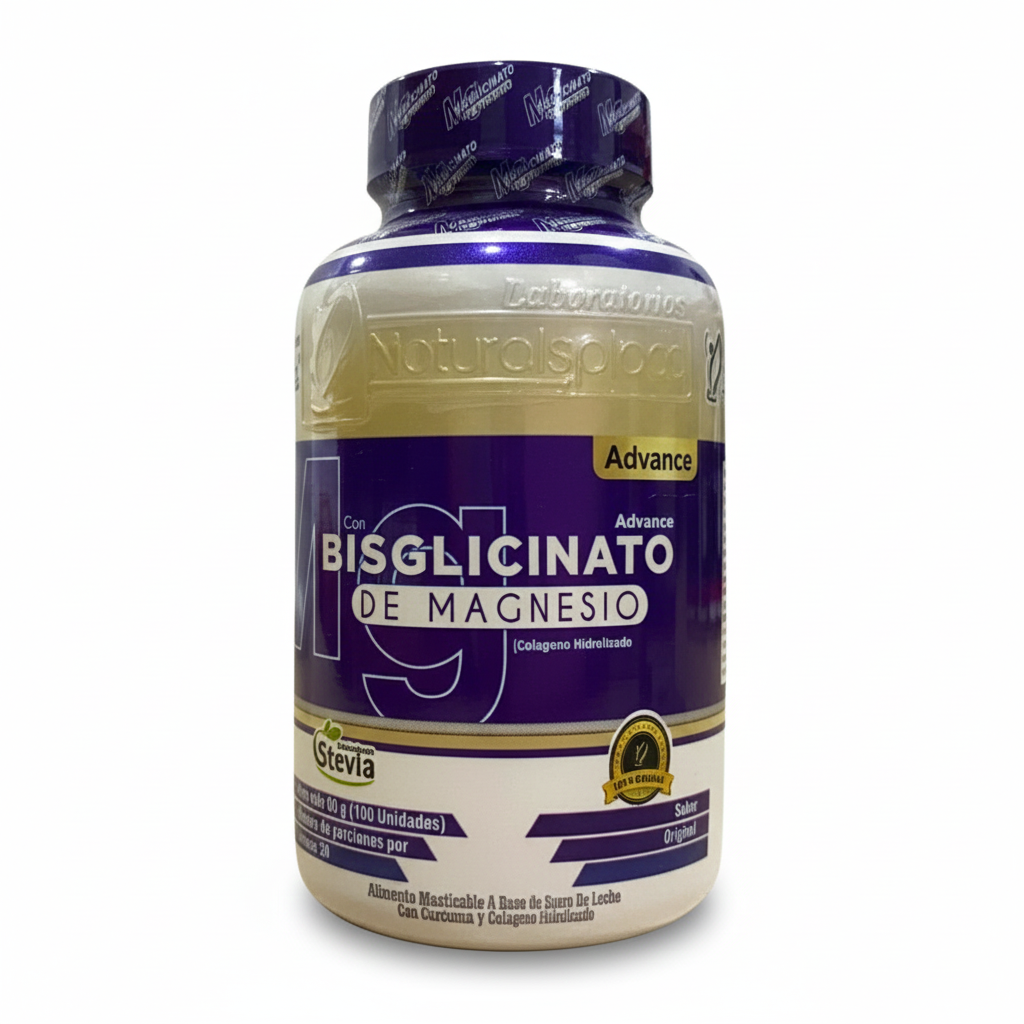 Bisglicinato de Magnesio Naturalsplast (x100 Softgels) – Máxima Absorción, Sueño Profundo, Antiestrés y Anti-Calambres