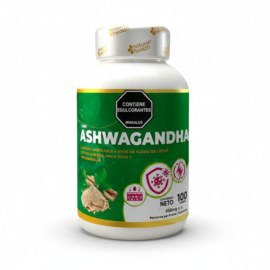 Ashwagandha Pura + 3 Tipos de Maca (100 Tabs) - Adaptógeno Supremo: Adiós Estrés, Máxima Energía y Enfoque