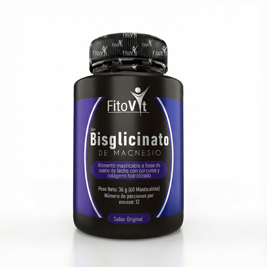 Bisglicinato de Magnesio Masticable Fitovit (x60) – Sueño Profundo, Energía y Relajación Muscular con Cúrcuma y Colágeno
