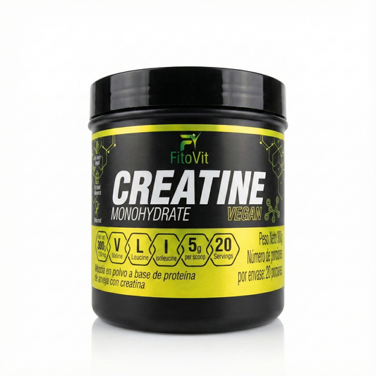 Creatina Monohidratada Fitovit Pura (300g) – Potencia Vegana con BCAA's para Fuerza, Resistencia y Recuperación Rápida
