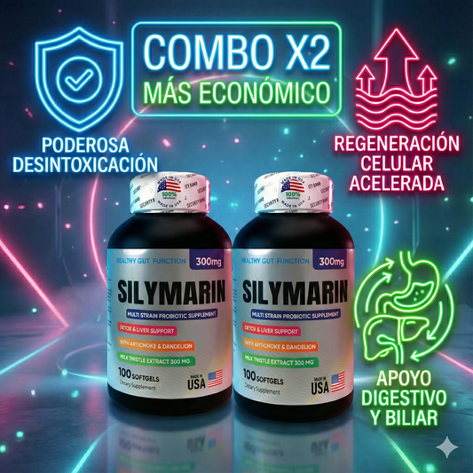 COMBO X2 Silimarina Americana (200 Softgels) – Doble Tratamiento para Protección, Desintoxicación y Regeneración Hepática