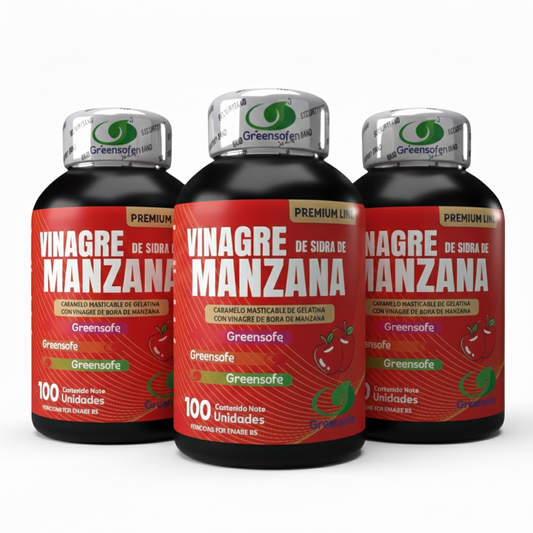 PACK AHORRO X3 Vinagre de Manzana Masticable GreenSofg (300 Softgels) – Tratamiento Completo para Control de Peso, Detox y Digestión Ligera